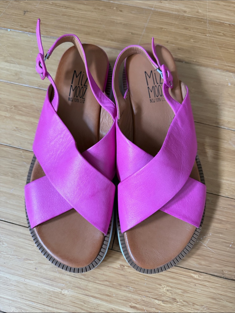 Miz Mooz Bright Pink Crisscross Slingback Sandals
